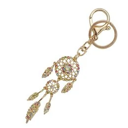 Porte-clés Attrape rêves doré strass