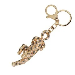 Porte-clés Panthère doré strass 