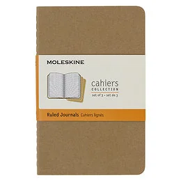 Lot de 3 cahiers format de poche lignés marron kraft 9x14 cm Moleskine