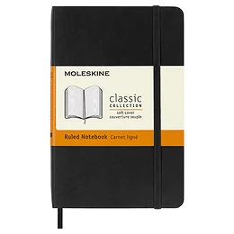 Carnet 192 p. ligné noir souple 9x14 cm Moleskine 