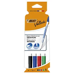 4 marqueurs effaçables Velleda pointe fine Bic