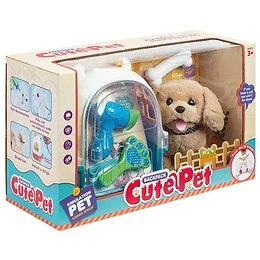 Caisse de transport et peluche chien