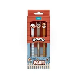 Coffret 3 Stylos effaçables BoBo Ferme - Écuries Mr Wonderful