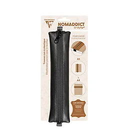 Trousse cuir plate à élastique 20x4,5 noire Nomaddict Clairefontaine