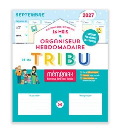 Organiseur de ma tribu Mémoniak 2027 -16 mois, septembre 2026-décembre 2027