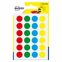 144 pastilles 15 mm coloris assortis Avery 
