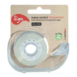 Dévidoir escargot rechargeable + 1 rouleau d’adhésif transparent 19 mmx33 m Sign