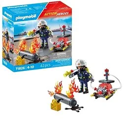 Playmobil 71826 Pompier pompe à eau et réservoir enflammé