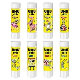UHU bâton de colle blanche Bob l'Eponge 8,2 grs - Modèle aléatoire