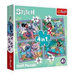 Puzzle 4 en 1 La folle journée de Lilo et Stitch Trefl