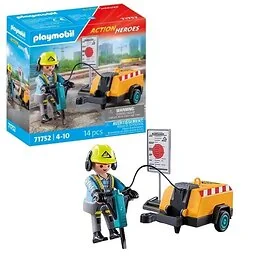 Playmobil 71752 Ouvrier avec marteau-piqueur et signalisation
