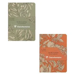 Ensemble de 2 carnets cousu lignés A6 64 pages Jardin des Sens Clairefontaine modèle aléatoire 