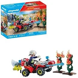 Playmobil 71825 Pompier avec quad et arbustes enflammés