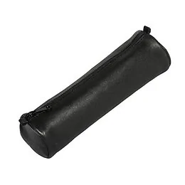 Trousse ronde cuir véritable noir Clairefontaine 