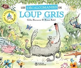 Loup gris en décalcomanies