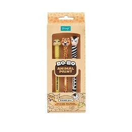 Coffret 3 stylos effaçables Bobo Animaux Serpent, Léopard et Zèbre Mr Wonderful