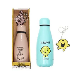 Coffret bouteille isotherme 26 cl + Porte-clés Monsieur Madame Modèle Aléatoire