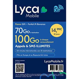 Carte SIM Prépayée Lyca M4 Bonanza 70 GO