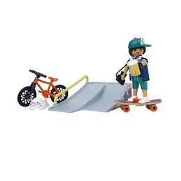 Playmobil 71798 Rider avec rampe de glisse, skate et BMX 