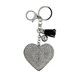Porte-clés cœur blanc avec strass