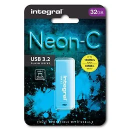 Clé USB type C 32 Go Néon bleu Intégral