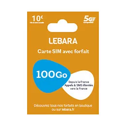 Carte Sim 100 Go Appels et SMS illimités Lebara