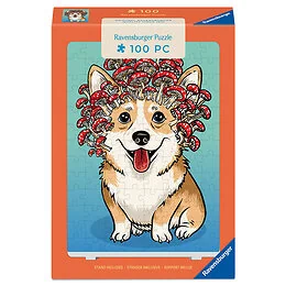 Mini puzzle 100 pièces + support Corgi forestier Ravensburger