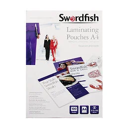 100 pochettes de plastification A4 coloris transparent Swordfish
