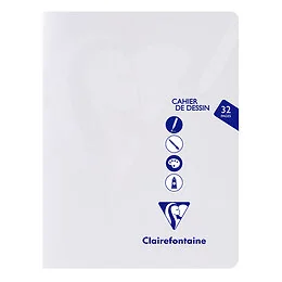 Cahier Mimesys Dessin 17x22 cm 32 pages 125g uni blanche Clairefontaine