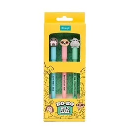 Coffret 3 stylos BoBo Morse, Suricate, Hippo Mr Wonderful