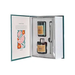 Coffret senteurs livre déco Flower Bougie parfumée et Diffuseur