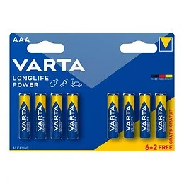 8 piles AAA/LR03 Varta Longlife Power alcaline