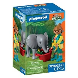 Playmobil 72092 Zoo : Eléphanteau et gardien de zoo