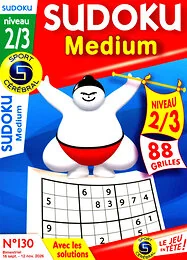 Magazine Sudoku medium, numéro 130, du 16/09/2026