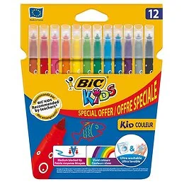 Etui 12 feutres coloriage pointe moyenne Bic Kids