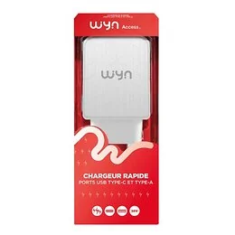 Chargeur ultra rapide USB / Type C blanc Wyn access