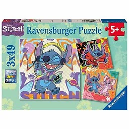 3 Puzzles 49 pièces Jouer toute la journée Stitch