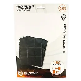 Pack de 10 feuilles de classeur 9 cases pour 180 cartes Phoenix Shield