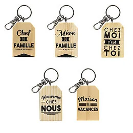 Porte-clés en bois La vie en famille Modèle Aléatoire