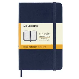 Carnet format de poche ligné bleu saphir couverture rigide 9x14 cm Moleskine