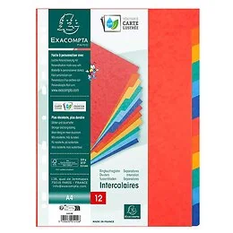 Intercalaires A4 12 positions carte lustrée Exacompta