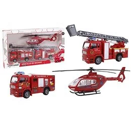 Coffret Hélicoptère + 2 véhicules de pompier Turbo Challenge