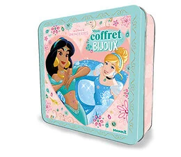 Disney Princesses - Coffret métal Disney - Mon coffret bijoux - 16 portraits de princesses, des stickers pailletés, des strass, des