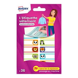 36 étiquettes pour vêtements motifs animaux 45x13 mm Avery