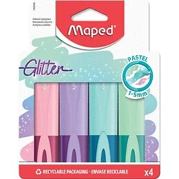 Pochette 4 surligneurs Fluo'Peps Glitter Pastel Maped