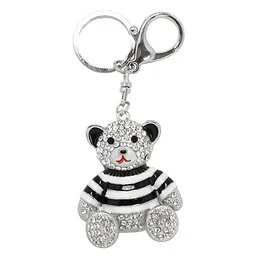 Porte-clés ourson marinière en métal émail et strass Coloris Aléatoire