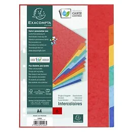 Intercalaires A4 6 positions carte lustrée Exacompta
