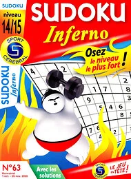 Magazine Sudoku inferno, numéro 63, du 01/10/2026