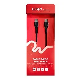 Cable USB-C vers USB-C noir Wyn