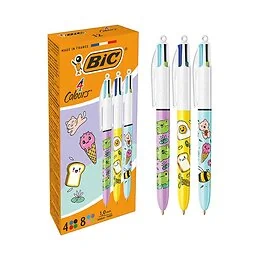 Stylo 4 Couleurs Kawaii décors assortis Bic